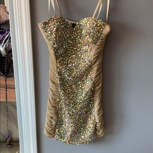 Gold/Nude Prom Dress